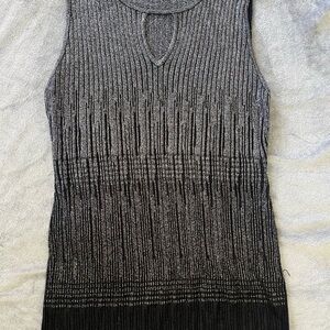 Black and Silver Sleeveless Knit Top